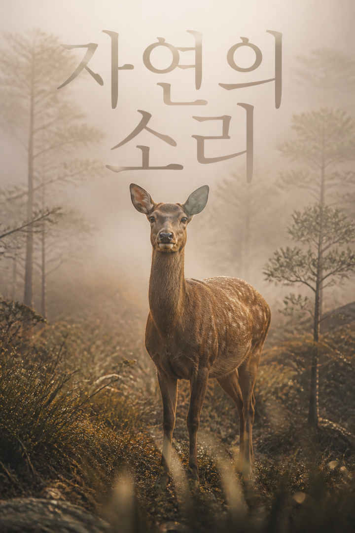 안개 속의 한국 사슴