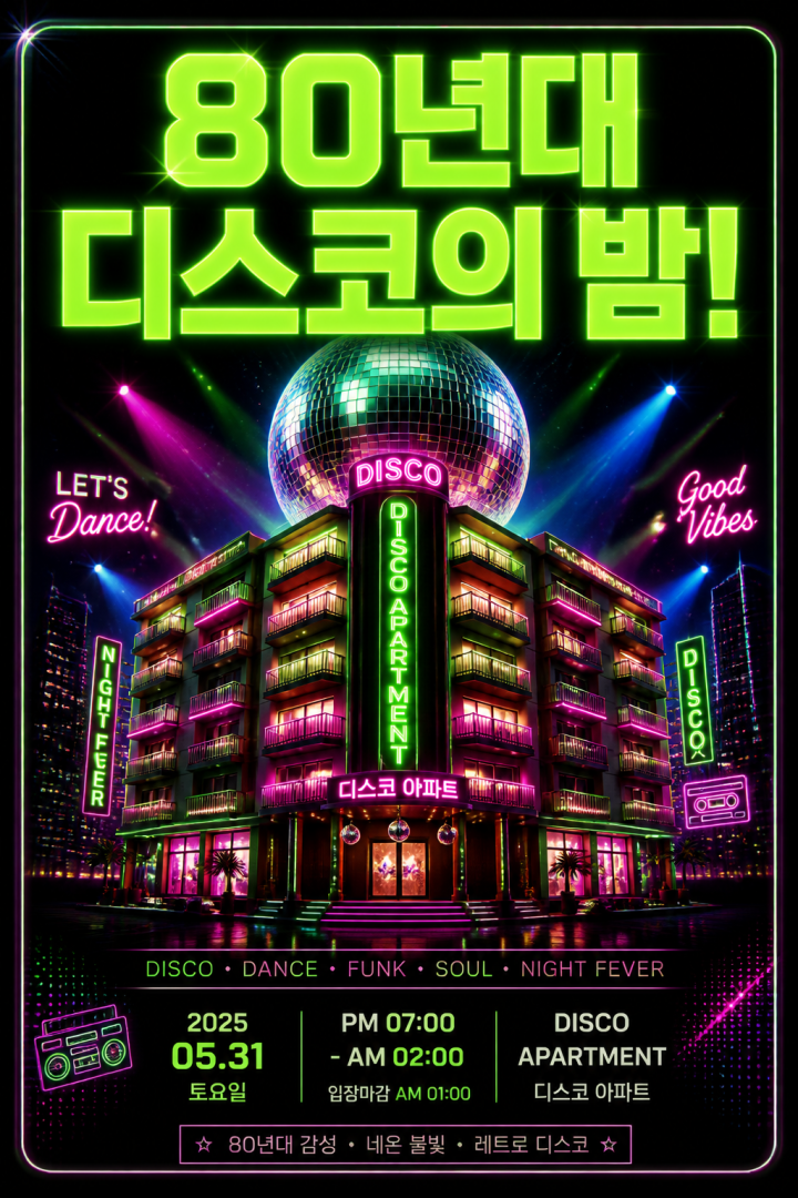 레트로 디스코 이벤트 포스터