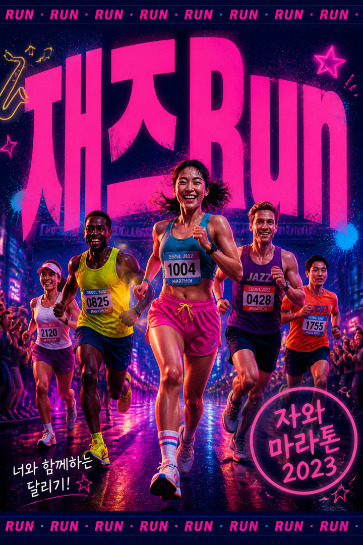 재즈 자선 마라톤 이벤트 포스터