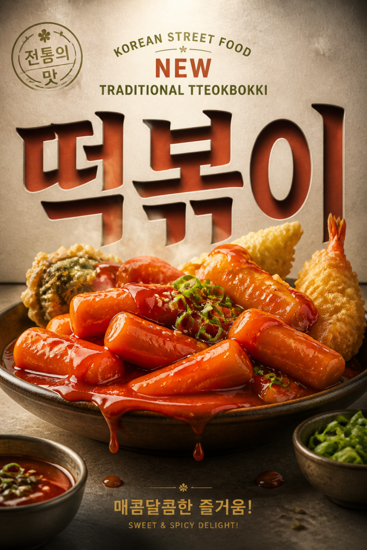 현대적인 한국 길거리 음식 축제 포스터