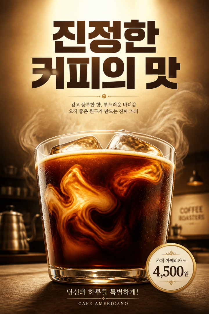 모던 한국 커피숍 메뉴 보드 디자인 광고 포스터