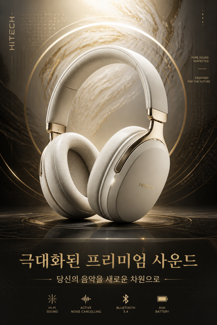 프리미엄 무선 헤드폰 광고 포스터