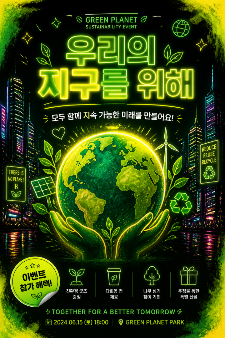 지속 가능한 미래를 위한 이벤트 프로모션 포스터