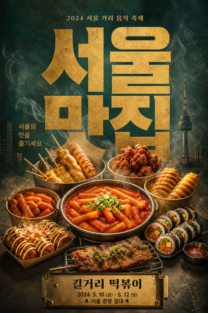 서울의 거리 음식 축제 포스터