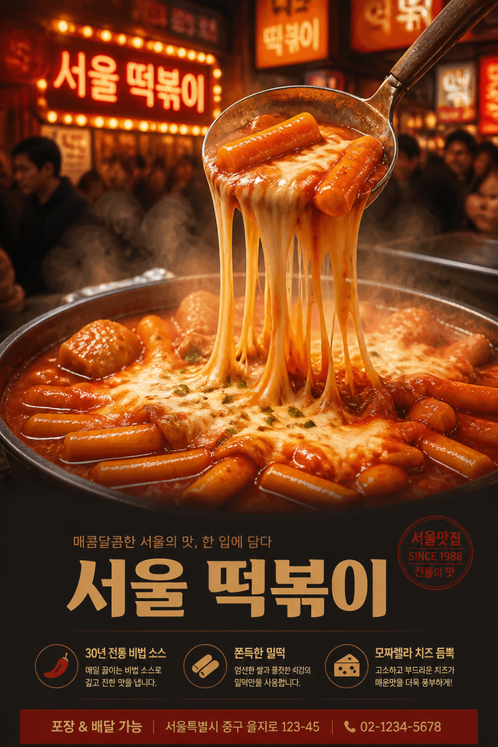 서울 떡볶이 — 시네마틱 길거리 음식 에디토리얼